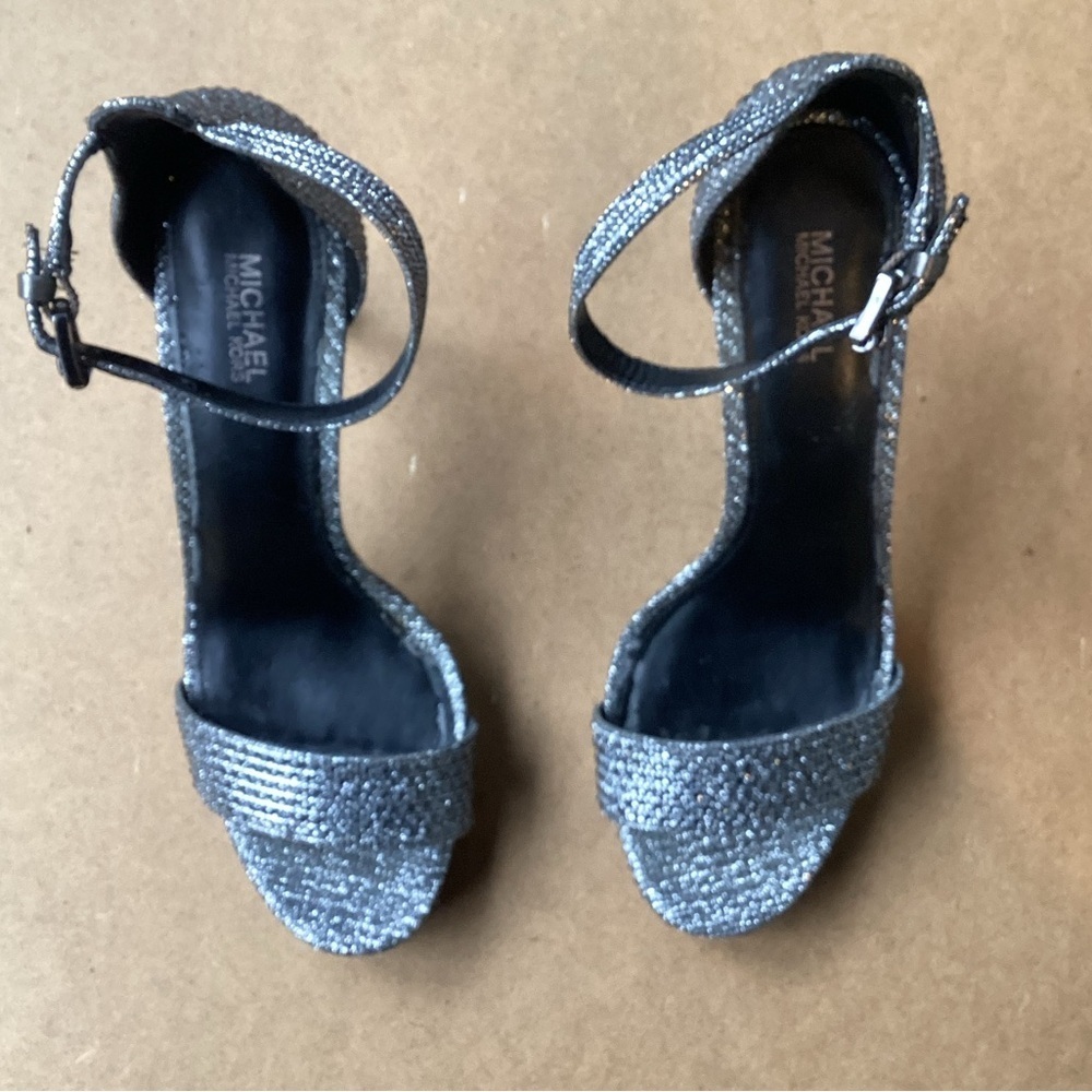Michael Michael Kors silver rhinestone formal heels, size 8